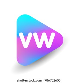 Letter VW logo in triangle shape and colorful background, letter combination logo design for business and company identity.

