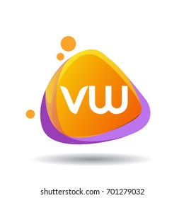 Letter VW logo in triangle splash and colorful background, letter combination logo design for creative industry, web, business and company.