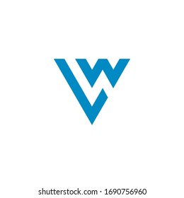 letter vw simple geometric symbol logo vector