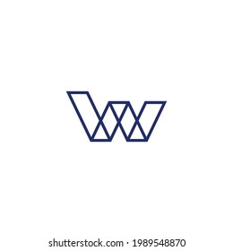letra vw simple logotipo de línea de triángulo geométrico simple vectorial