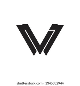 letter vw triangle geometric logo vector