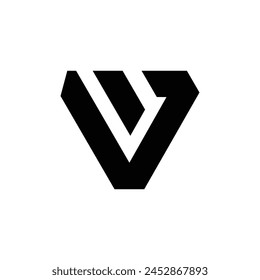 Letter Vw or Wv initial modern unique shape monogram abstract logo