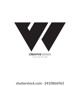 Letra Vw o Wv moderno logotipo de monograma de moda negro abstracto plano moderno