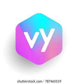 Letter VY logo in hexagon shape and colorful background, letter combination logo design for business and company identity.
