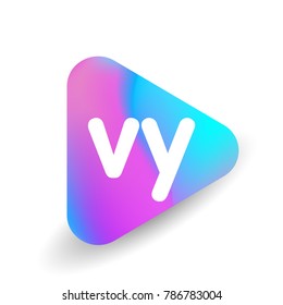 Letter VY logo in triangle shape and colorful background, letter combination logo design for business and company identity.
