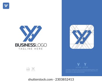 Letter VY monogram initial logo, geometric, modern, gradient, grid logo