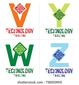 Letter VYWZ Logo Technology design vector. 