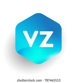 Letter VZ logo in hexagon shape and colorful background, letter combination logo design for business and company identity.
