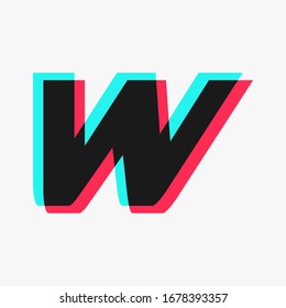 letter W with 3d glitch effect