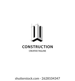 Letter W 3D logo for construction and architecture company. property logo design template for your brand