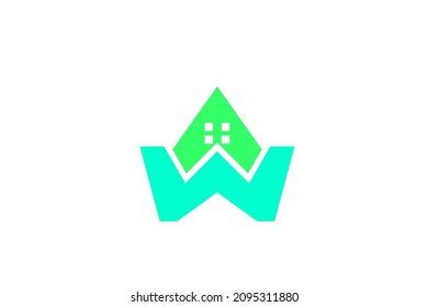 the letter W above it is a picture of a house forming a triangle vector illustration design