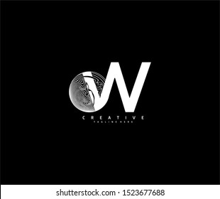 Letter W Abstract Circle Globe Lines Logotype