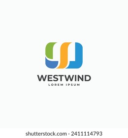 Letter W abstract dynamic logo. W monogram colorful vector icon illustration