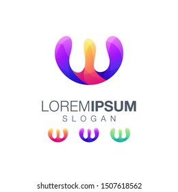 letter W abstract gradient color logo design