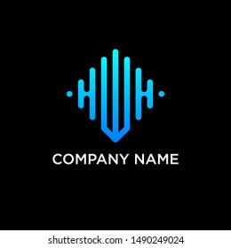 letter W abstract for information technology. minimalistic letter HWH sound music equalizer icon. Vector audio logotype vector