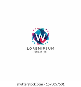 Letter W Abstract Logo Design Template. Colorful Overlay Vector Illustration