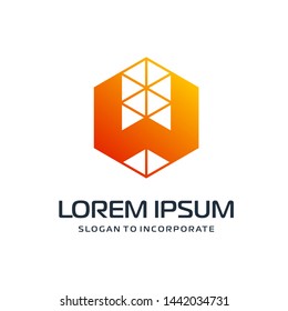 Letter W abstract Logo Template. construction concept. digital technology logo - vector