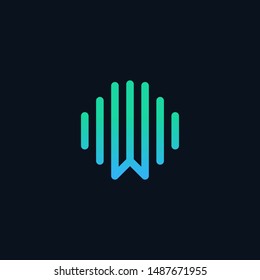 letter W abstract minimalistic sound music equalizer icon. Vector audio logotype.
musical instrument, - vector