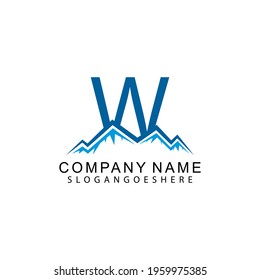Letter W with Abstract Mountain Logo Vector Template Design