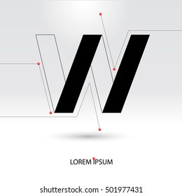  Letter "W". Abstract Vector Logo Design Template. Creative Black Concept Icon.