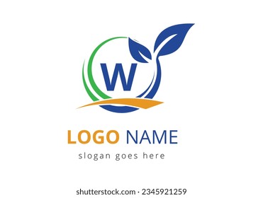 Letter W Agriculture Logo. Agro Farm Logo Based on Alphabet for Bakery, Bread, Cake,  Home Industries Business Identity. Agriculture and farming logo design