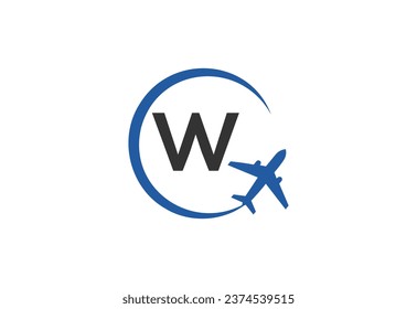 Letter W Air Travel Logo Design Template