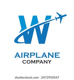 Ilustración de la Plantilla del logotipo del avión de la letra w. conveniente para el transporte, la marca, el viaje, la agencia, el Web, la etiqueta, la red, el marketing etc