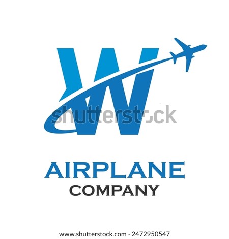 Letter w with airplane logo template illustration. suitable for transportation, brand, travel, agency, web, label, network, marketing etc