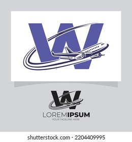 Inspiración en el diseño de vectores con el logotipo del avión de la carta W