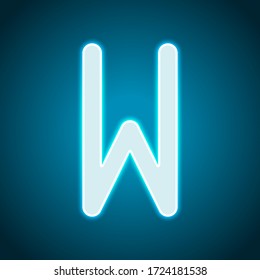 Letter W of alphabet, isolated outline symbol. Neon style. Light decoration icon. Bright electric symbol