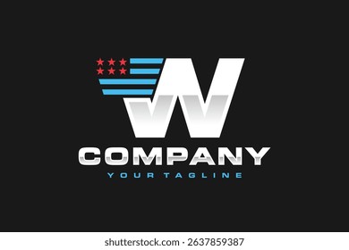 letter W american flag logo