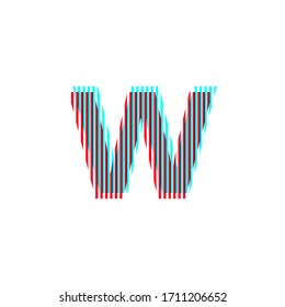 Buchstabe "W", Anaglypheneffekt, bearbeitbare Vektorillustration