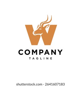 Letter W Antelope Logo Icon Vector