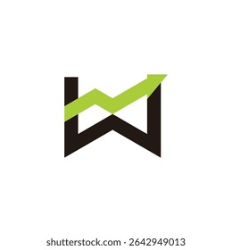 letter w arrow up chart green simple work logo vector 
