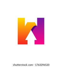 letter W and arrow with gradient style for your business