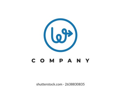 letter w arrow line inside circle minimal logo