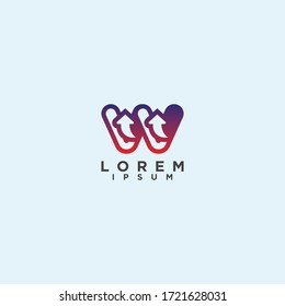 elementos de plantilla de diseño del logotipo de flecha W de letra.