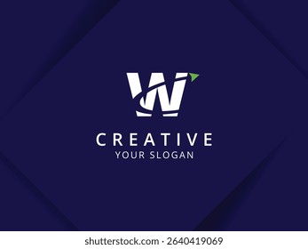 Letter W with arrow logo design. Monogram Letter W logo template
