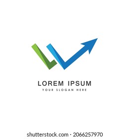Plantilla de logotipo de flecha W de carta