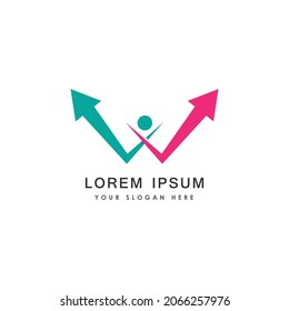 Letter W Arrow Logo Template