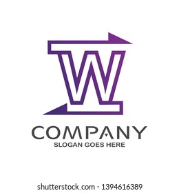 Letter W Arrow Logo Vector