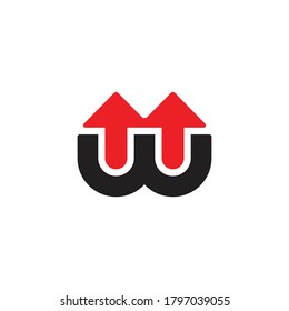 letter w up arrow shape geometric design logo vector