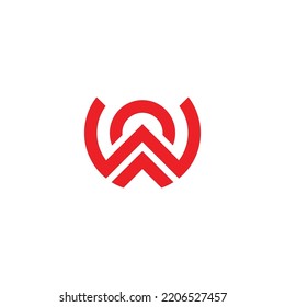 letter w arrow up simple geometric line round logo vector