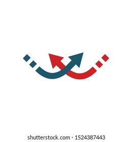Letter W Up Arrow. Stock vector illustration isolated on white background.