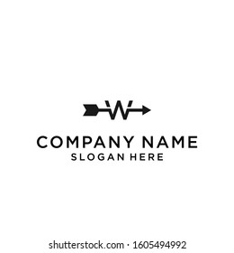 letter w with arrows logo design vector illustration template