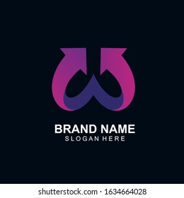 Letter w with arrows logo design