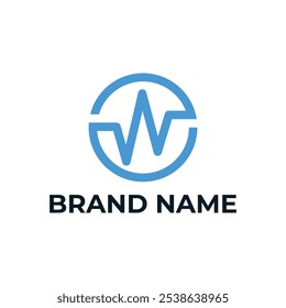 Buchstabe W Audio Wave Circle Logo