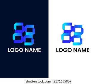 letter w and b modern logo design template