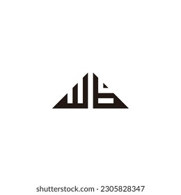 Letra w y b triángulos, símbolo geométrico triangular simple vector logo