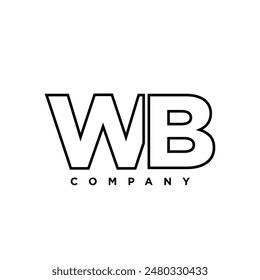 Letter W and B, WB logo design template. Minimal monogram initial based logotype.